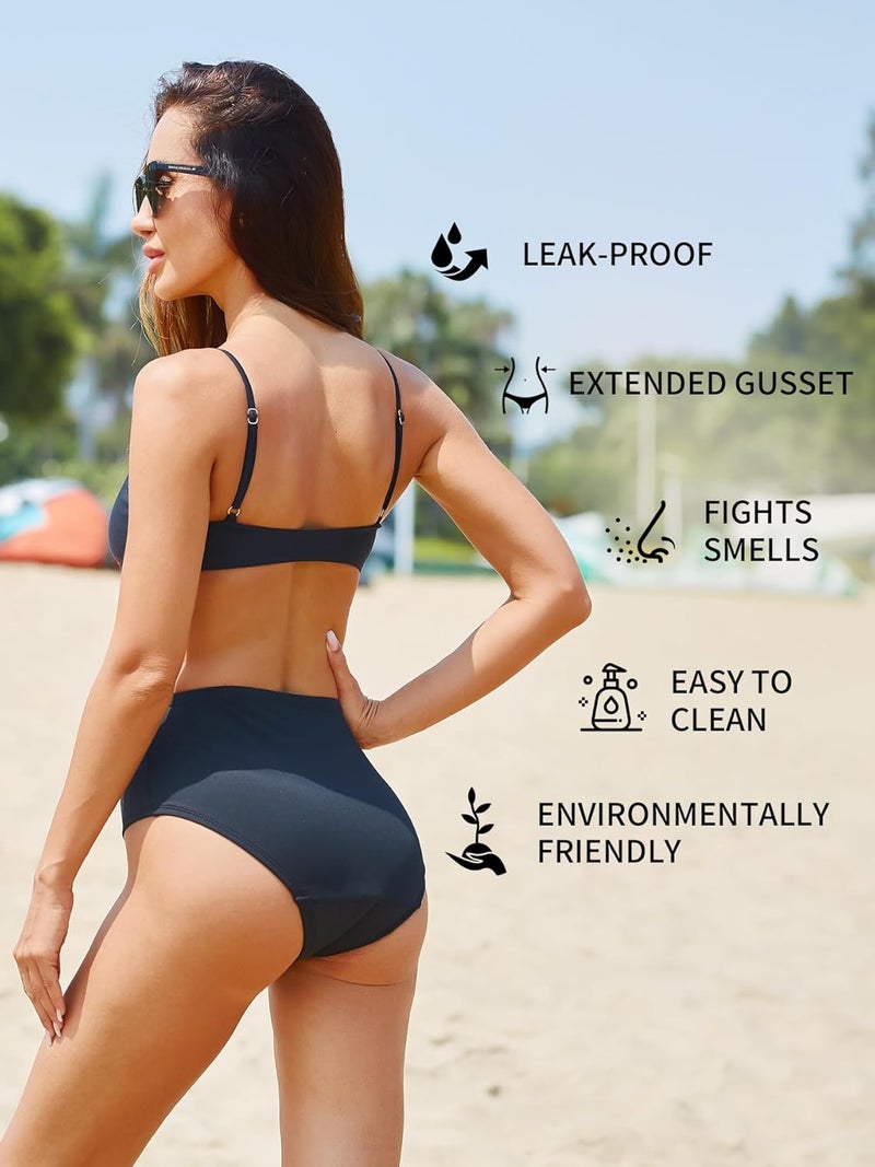 feitycom Store Period Swimwear-Menstrual Swimsuit Bikini Bottoms-High Waisted Leakproof Swim Bottoms for Teens Girls and Women. - Image 2